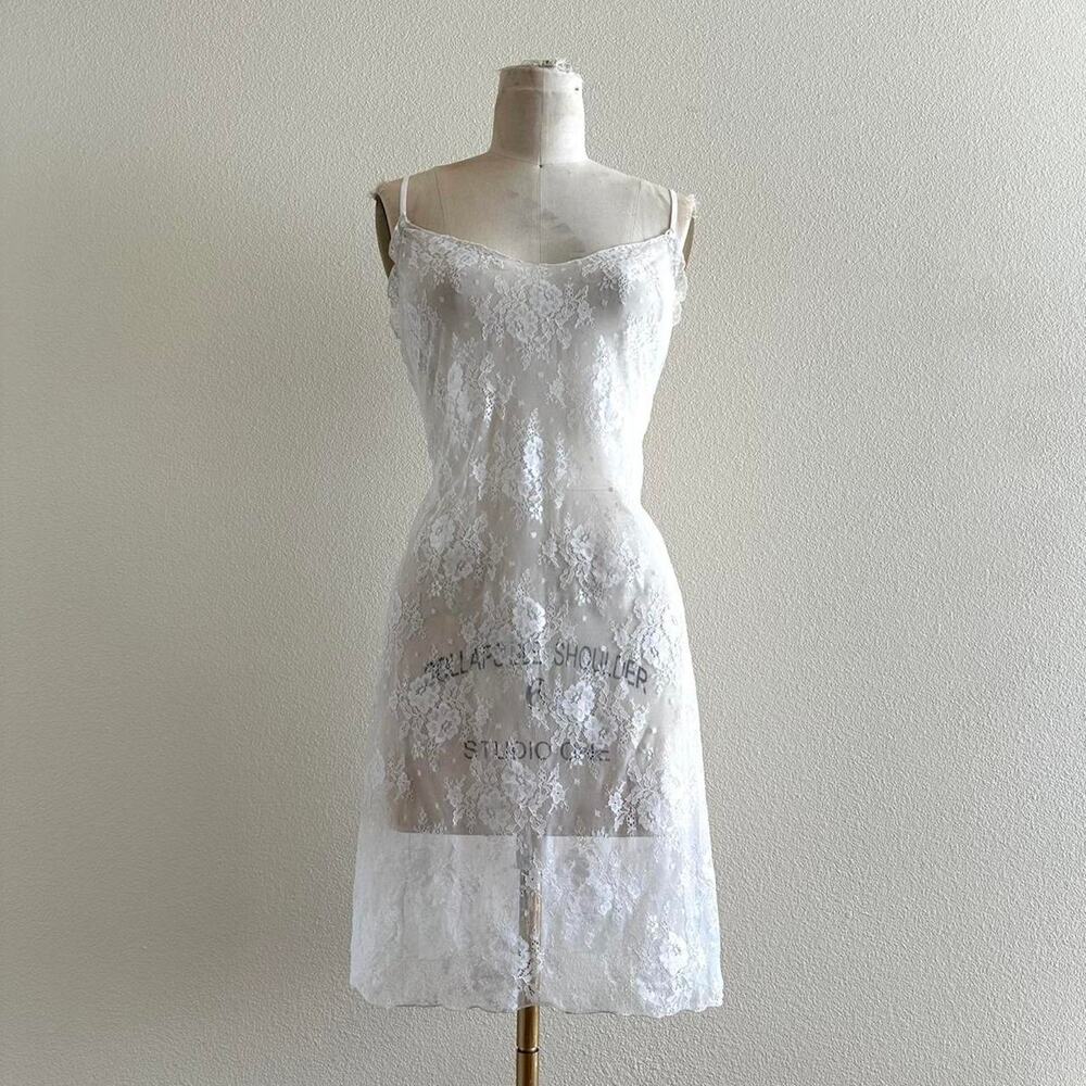 handmade white lace slip mini dress